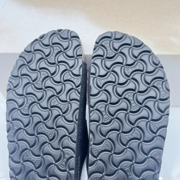 Birkenstock Arizona Shearling Synthetics Desert Dust Black Sandal Womens EU 41